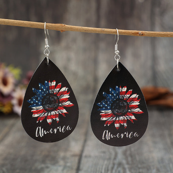 PU Leather Sunflower Teardrop Shape Earrings ACCESSORIES Jessie Knowles