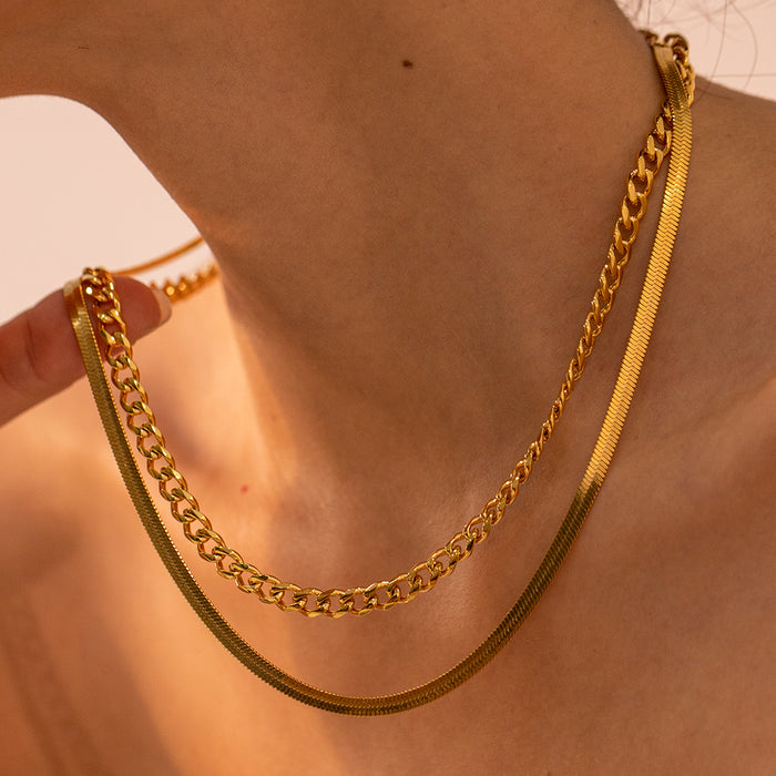 18K Gold-Plated Double Layered Necklace ACCESSORIES Jessie Knowles
