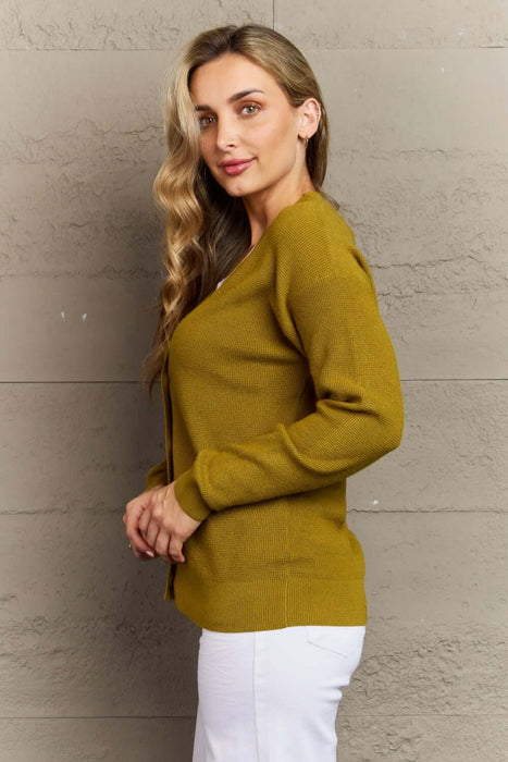 Zenana Kiss Me Tonight Full Size Button Down Cardigan in Chartreuse  Jessie Knowles