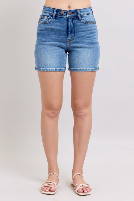 Judy Blue Full Size 2 Button Denim Shorts with Pockets Plus Size BOTTOMS Jessie Knowles