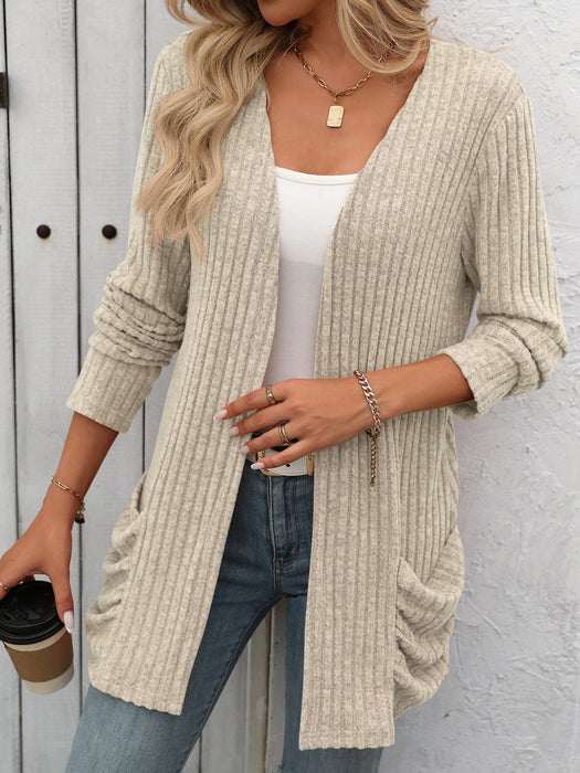 Mandy Open Front Long Sleeve Ribbed Cardigan  Jessie Knowles