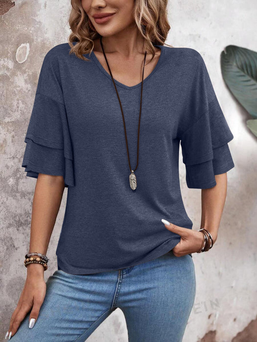 V-Neck Half Sleeve Blouse  Jessie Knowles