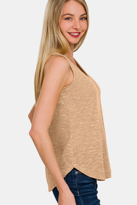 Zenana V-Neck Curved Hem Tank  Jessie Knowles