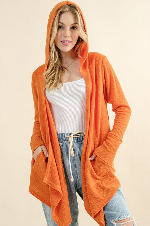 And The Why Thermal Hooded Open Front Cardigan with Pockets TOPS Jessie Knowles