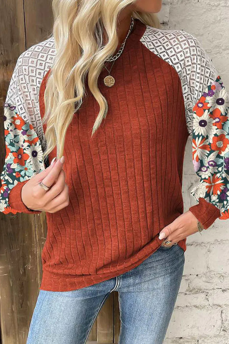 Printed Round Neck Long Sleeve Top  Jessie Knowles