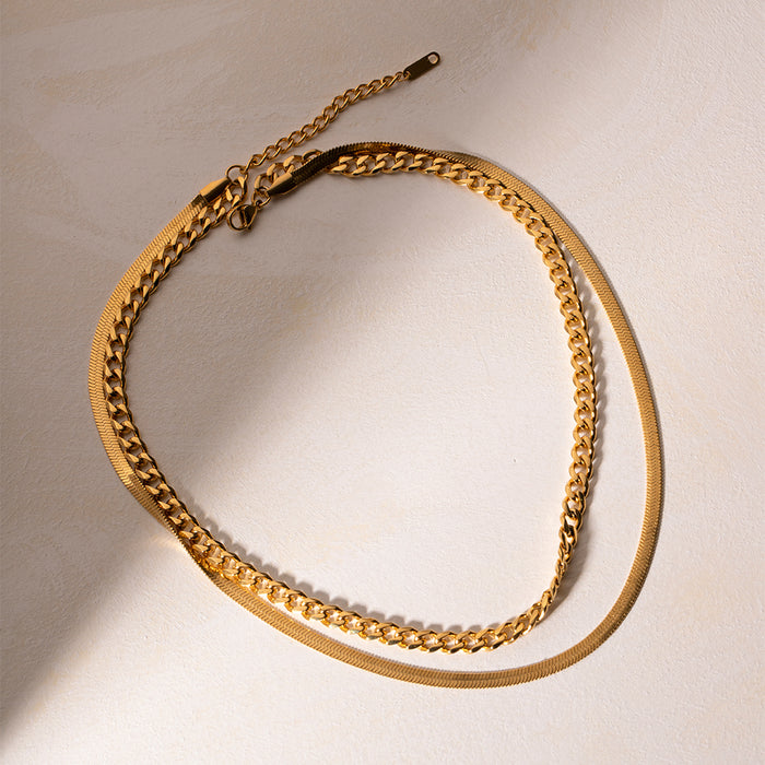18K Gold-Plated Double Layered Necklace ACCESSORIES Jessie Knowles