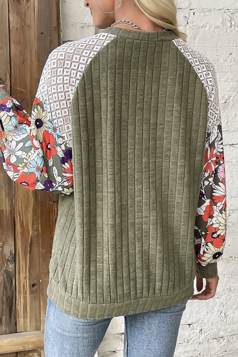 Printed Round Neck Long Sleeve Top  Jessie Knowles