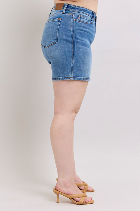 Judy Blue Full Size 2 Button Denim Shorts with Pockets Plus Size BOTTOMS Jessie Knowles