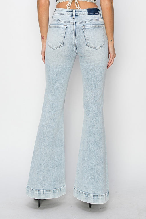 Risen Full Size High Rise Front Patch Pocket Flare Jeans  Jessie Knowles