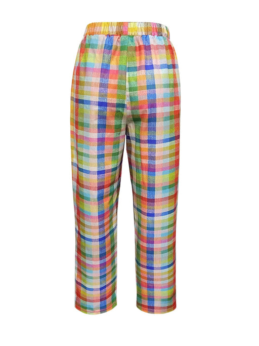 Tied Contrast Plaid Pants with Pockets  Jessie Knowles