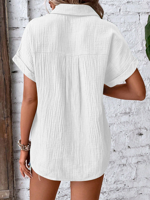 Lovelet Textured Button Up Short Sleeve Shirt  Jessie Knowles