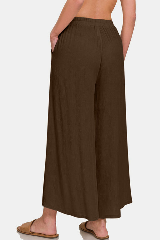 Zenana Woven Wide Leg Pants With Pockets  Jessie Knowles