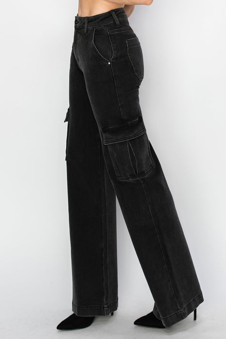 Risen Full Size High Rise Wide Leg Cargo Jeans  Jessie Knowles