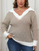 Plus Size Contrast Trim Collared Neck Sweater  Jessie Knowles