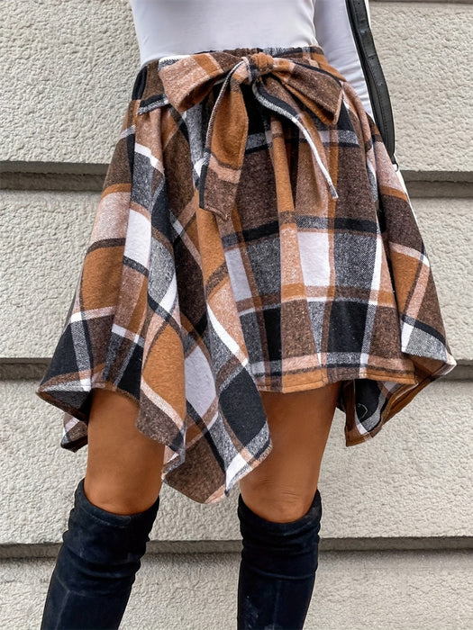 Tied Plaid Asymmetrical Hem Skirt  Jessie Knowles