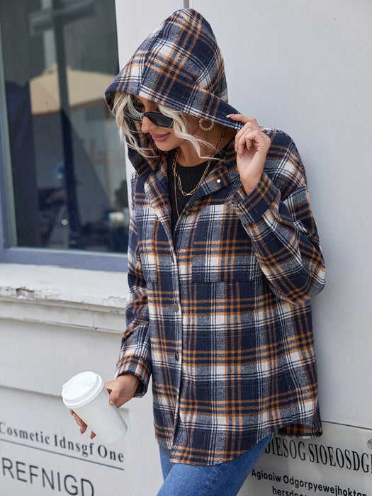 Ivy Lane Plaid Button Up Long Sleeve Hooded Jacket  Jessie Knowles