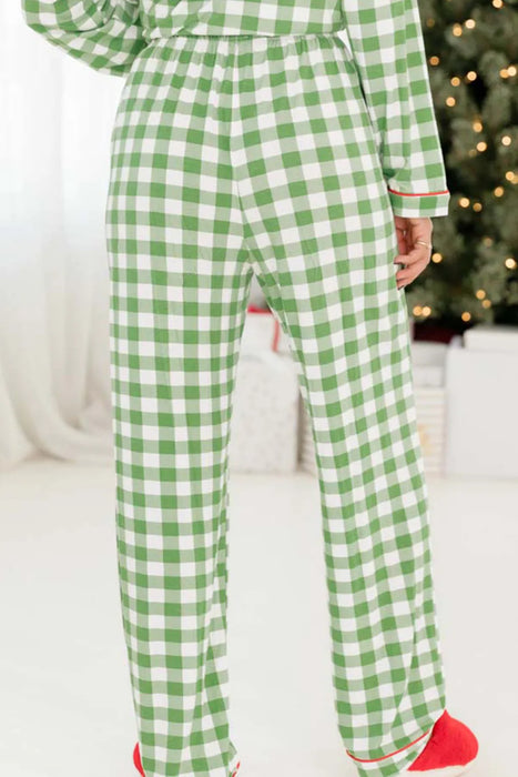 Contrast Piping Plaid Top and Pants Lounge Set  Jessie Knowles