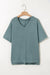 Oversized Ribbed Knit V Neck Dolman Short Sleeve Top TOPS Jessie Knowles