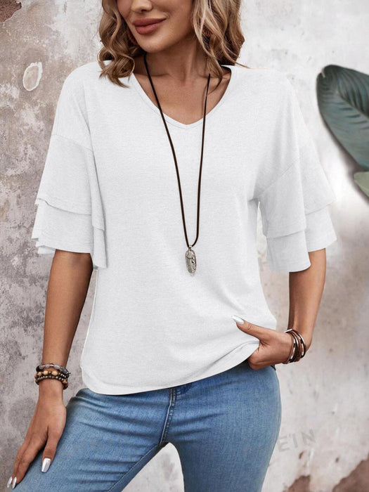 V-Neck Half Sleeve Blouse  Jessie Knowles