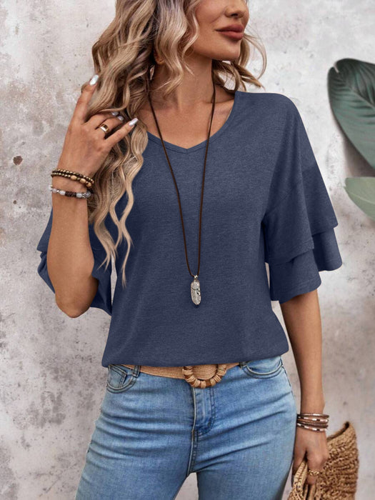 V-Neck Half Sleeve Blouse  Jessie Knowles