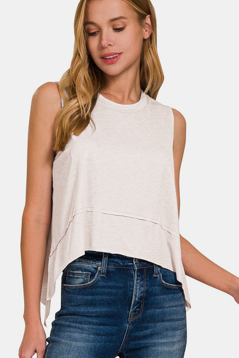 Zenana Slit High-Low Round Neck Tank  Jessie Knowles