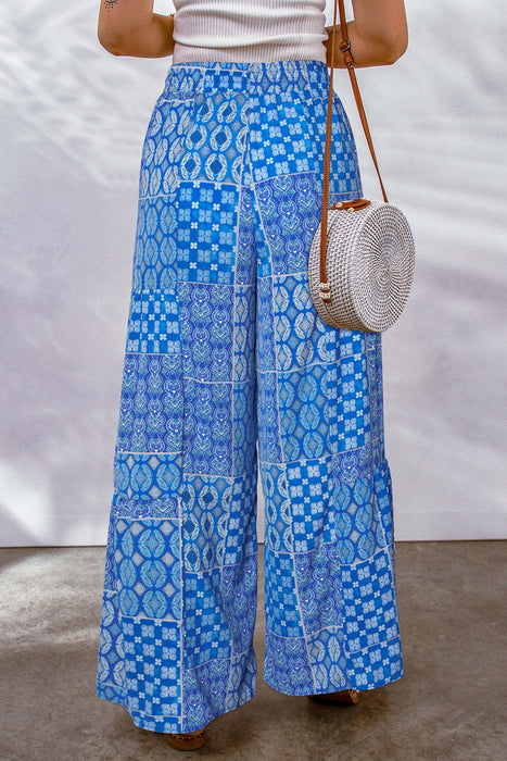 Full Size Drawstring Printed Wide Leg Pants  Jessie Knowles