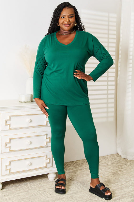 Zenana Lazy Days Full Size Long Sleeve Top and Leggings Set  Jessie Knowles