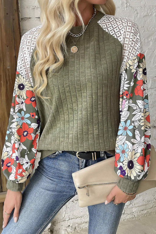 Printed Round Neck Long Sleeve Top  Jessie Knowles