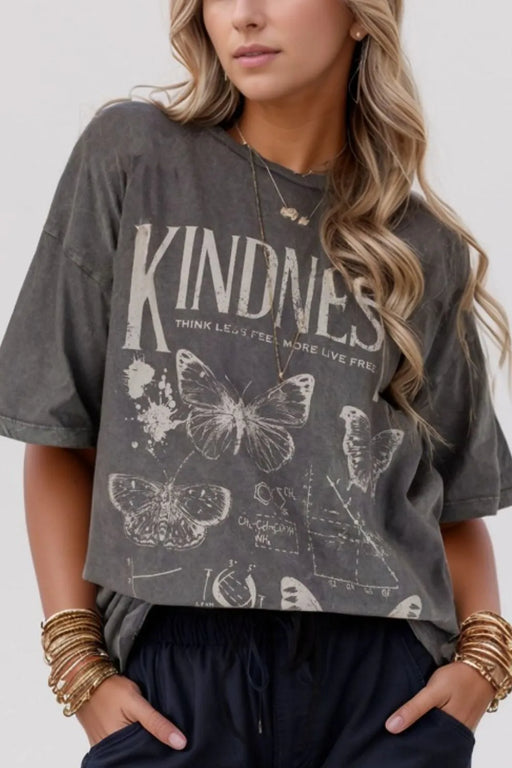 Kindness Butterflies Graphic Mineral Wash Loose Tee TOPS Jessie Knowles