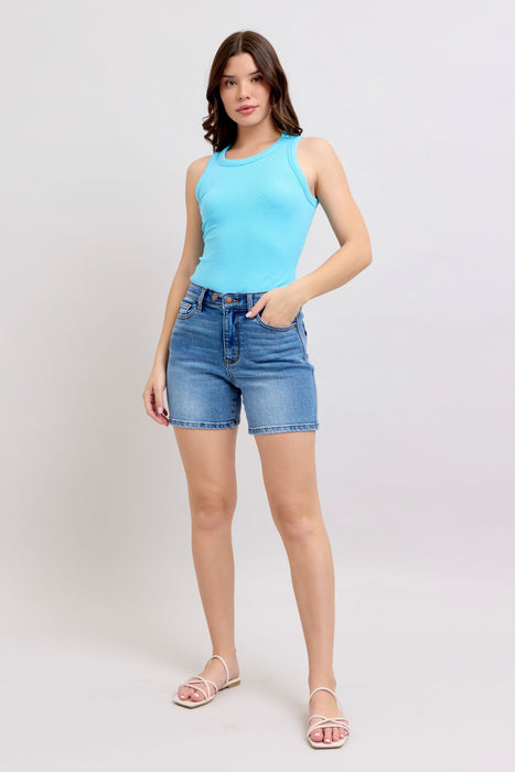 Judy Blue Full Size 2 Button Denim Shorts with Pockets Plus Size BOTTOMS Jessie Knowles