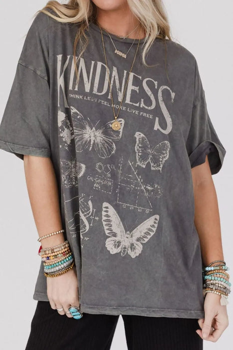 Kindness Butterflies Graphic Mineral Wash Loose Tee TOPS Jessie Knowles