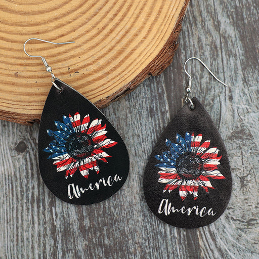 PU Leather Sunflower Teardrop Shape Earrings ACCESSORIES Jessie Knowles