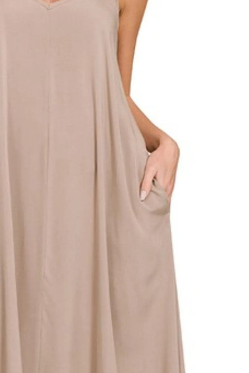 Zenana Woven Arc Hem Cami Dress With Flowy Pockets DRESSES Jessie Knowles