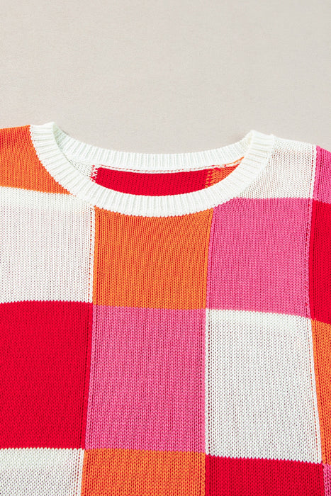 Color Block Round Neck Cap Sleeve Knit Top  Jessie Knowles