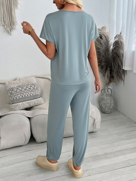 Devine V-Neck Short Sleeve Top and Pants Set  Jessie Knowles