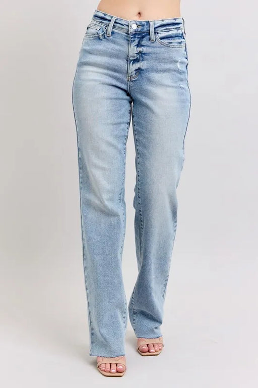 Judy Blue Midi Rise Light Wash Dad Jeans Plus Size BOTTOMS Jessie Knowles