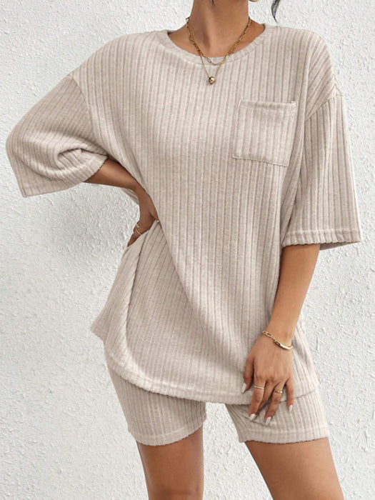 Ribbed Round Neck Top and Shorts Set  Jessie Knowles