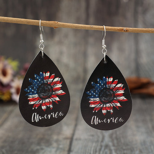 PU Leather Sunflower Teardrop Shape Earrings ACCESSORIES Jessie Knowles