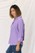 Zenana Texture Button Up Raw Hem Long Sleeve Shirt  Jessie Knowles