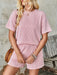 Lovelet Textured Round Neck Short Sleeve Top and Shorts Set  Jessie Knowles