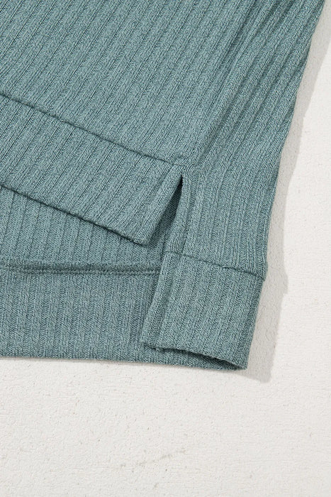 Oversized Ribbed Knit V Neck Dolman Short Sleeve Top TOPS Jessie Knowles
