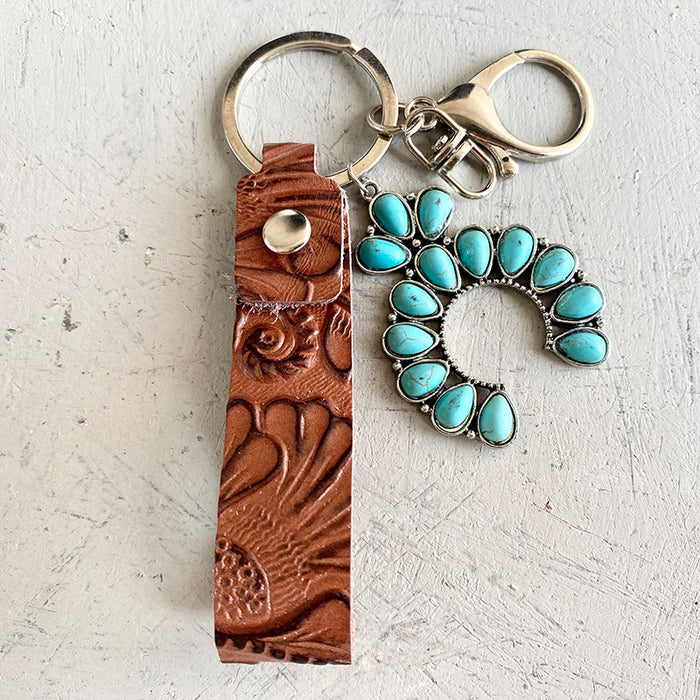 Turquoise Genuine Leather Key Chain  Jessie Knowles