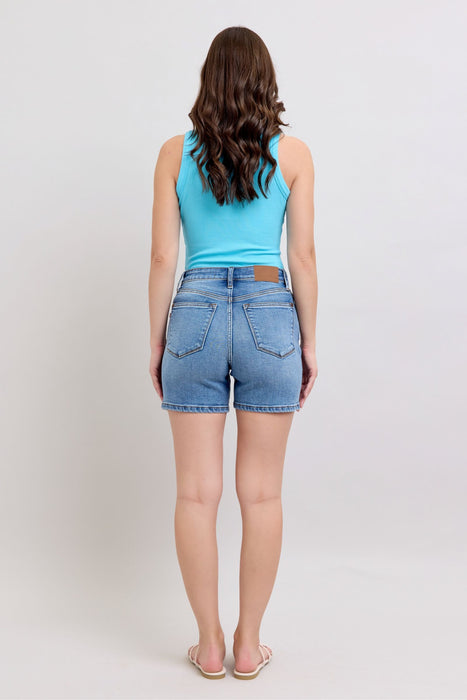 Judy Blue Full Size 2 Button Denim Shorts with Pockets Plus Size BOTTOMS Jessie Knowles