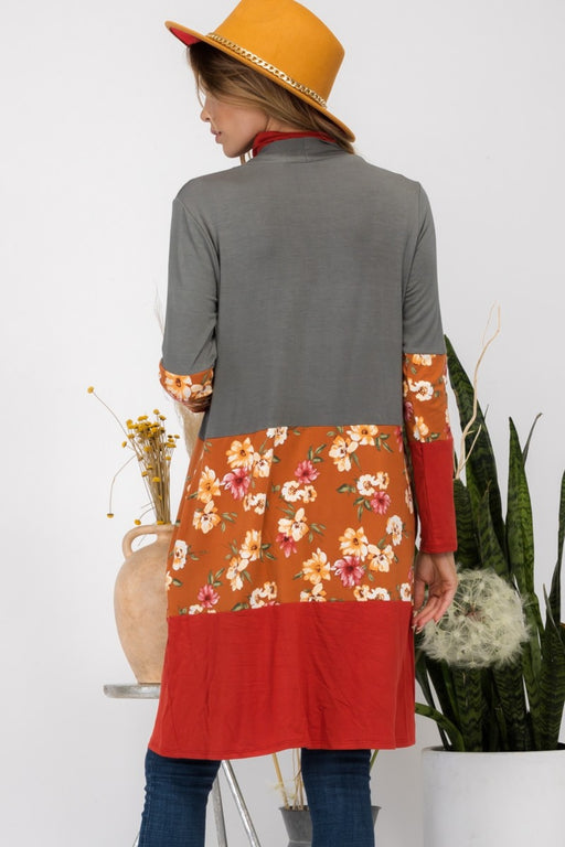 Celeste Floral Color Block Open Front Cardigan TOPS Jessie Knowles