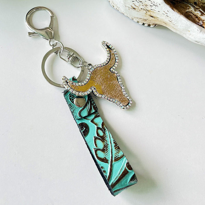 Rhinestone Bull Keychain  Jessie Knowles