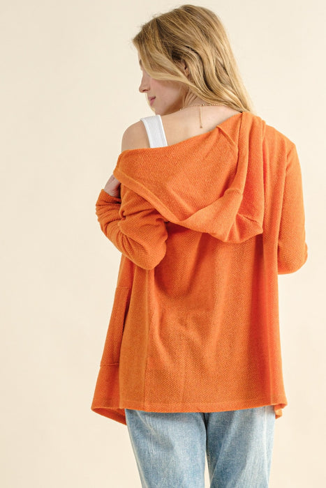 And The Why Thermal Hooded Open Front Cardigan with Pockets TOPS Jessie Knowles