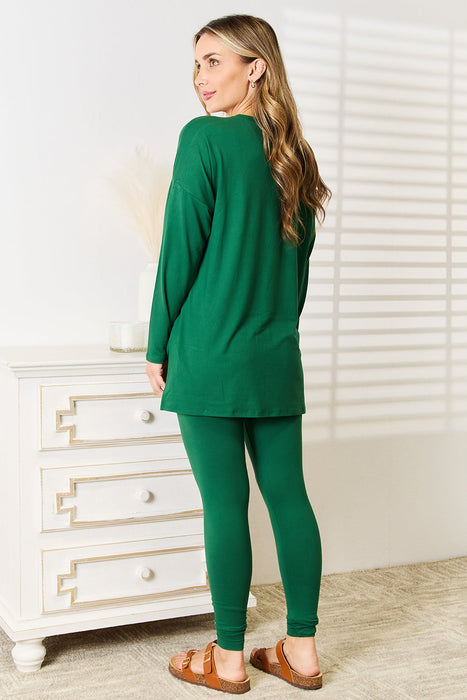 Zenana Lazy Days Full Size Long Sleeve Top and Leggings Set  Jessie Knowles