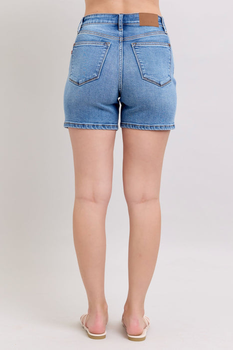 Judy Blue Full Size 2 Button Denim Shorts with Pockets Plus Size BOTTOMS Jessie Knowles