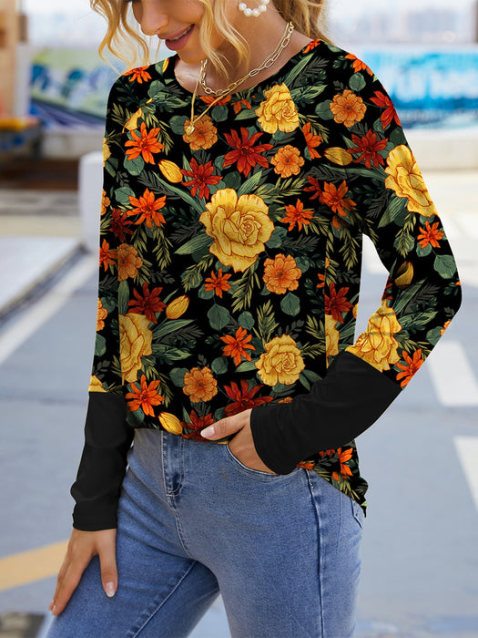 FAM-FAM Printed Round Neck Long Sleeve T-Shirt  Jessie Knowles