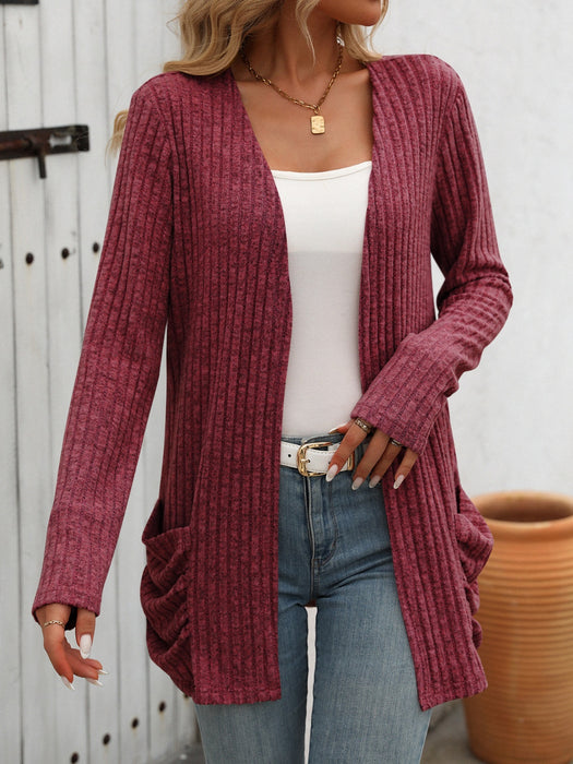 Mandy Open Front Long Sleeve Ribbed Cardigan  Jessie Knowles